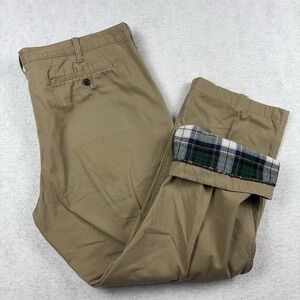 Eddie Bauer Flannel Lined Pants Men's 42x34 (Fits 42x29.5) Legend Wash Pleated